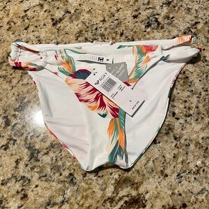 Roxy White Tropical Print Bikini Bottom S